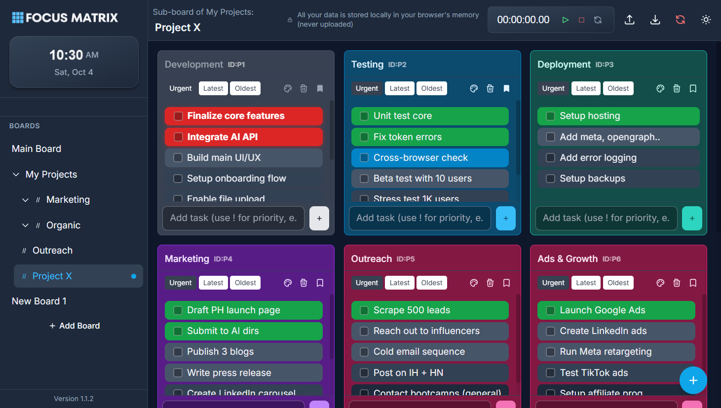 Focus Matrix Interface Demo